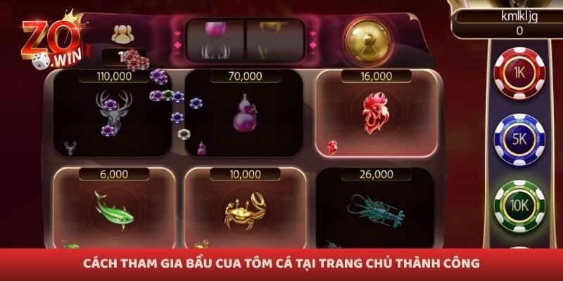 Cách tham gia bầu cua tôm cá tại trang chủ thành công