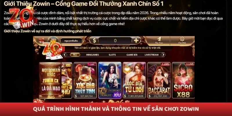 Quá trình hình thành và thông tin về sân chơi Zowin